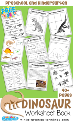 Free Dinosaurs Preschool and Kindergarten Work Book