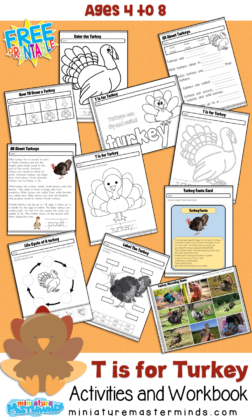 T is for Turkey Worksheet and Activity Pack