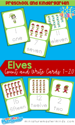 Christmas Elves Count and Write Number Cards 1 to 20