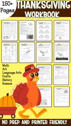 Fall Thanksgiving 150+ Workbook with Grammar, Math, History, Science, Art, and More!