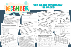 December Christmas and Winter Themed 3rd Grade Workbook