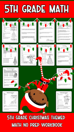5th Grade No Prep Math Workbook With 20 Pages of Christmas Themed Math Practice