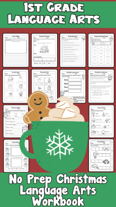 First Grade Langue Arts No Prep Christmas Themed Workbook