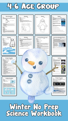 Winter Science Themed Workbook for ages 4-6