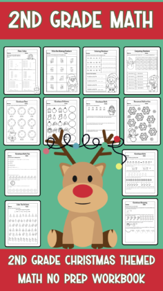 2nd Grade Math Christmas Themed Workbook No Prep